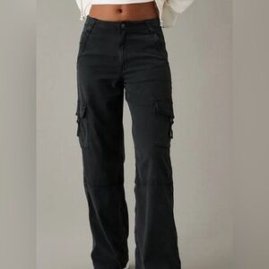 American Eagle Dreamy Drape Baggy Wide Leg Pant Black